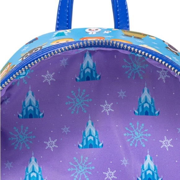 Loungefly Disney Frozen Chibi Mini Backpack Elsa Anna Olaf Blue Bag NEW - Picture 5 of 13